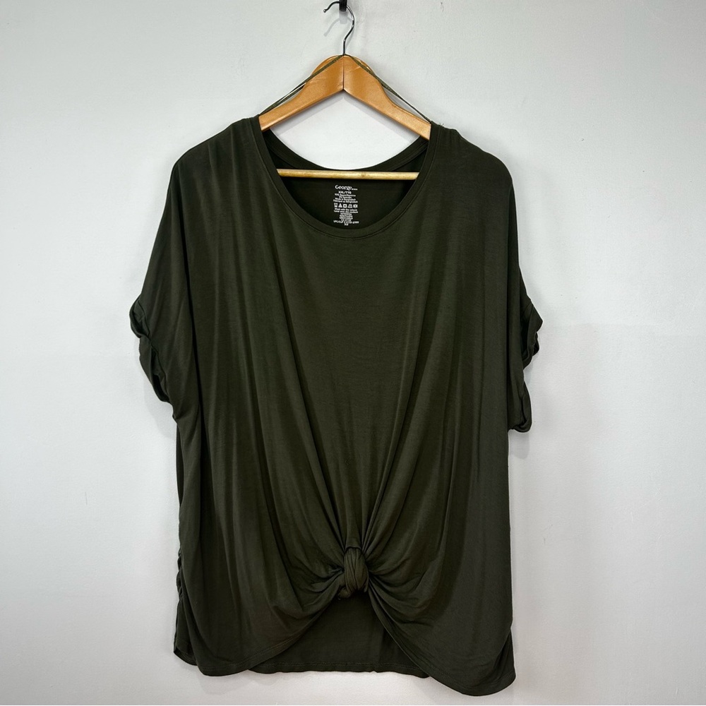 GEORGE olive green tie-front T-shirt XXL